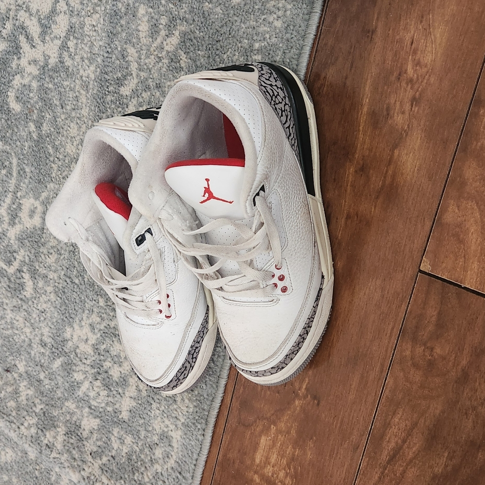 Kids White and Red Jordan Shoes